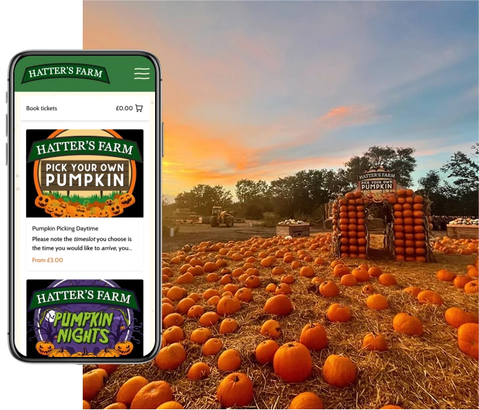 Hatter's Farm attraction ticketing system on mobile