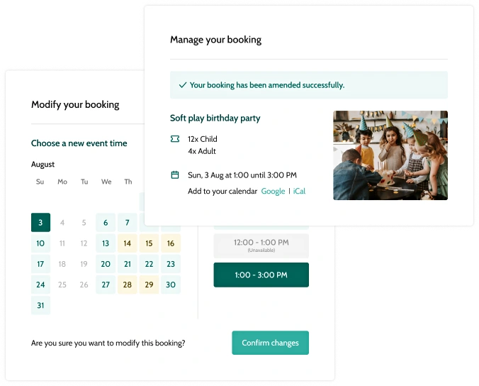 Manage your soft play booking - Beyonk graphic interface
